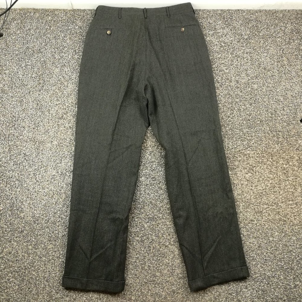 Vintage Polo Ralph Lauren Pants Tweed Wool Herringbone Gray Black 32x31 - Picture 6 of 11